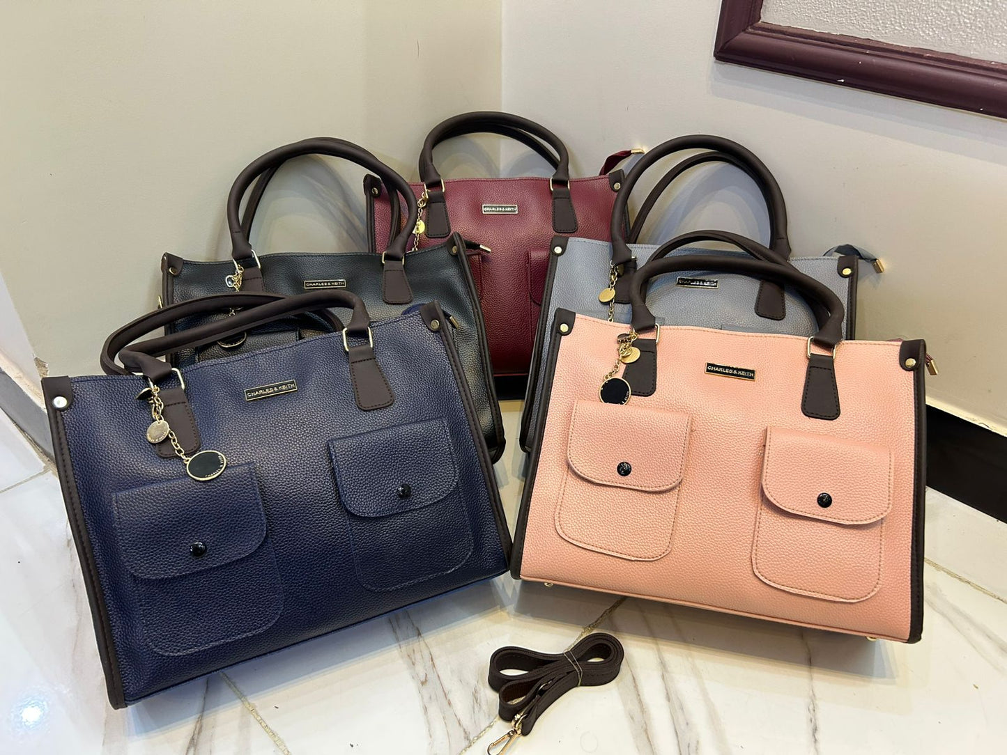 Dual Pocket Branded Handbag