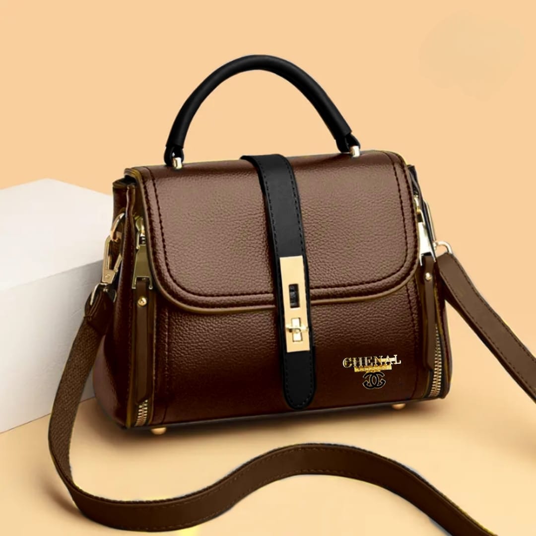 Contrast Dual zipper Crossbody Bag