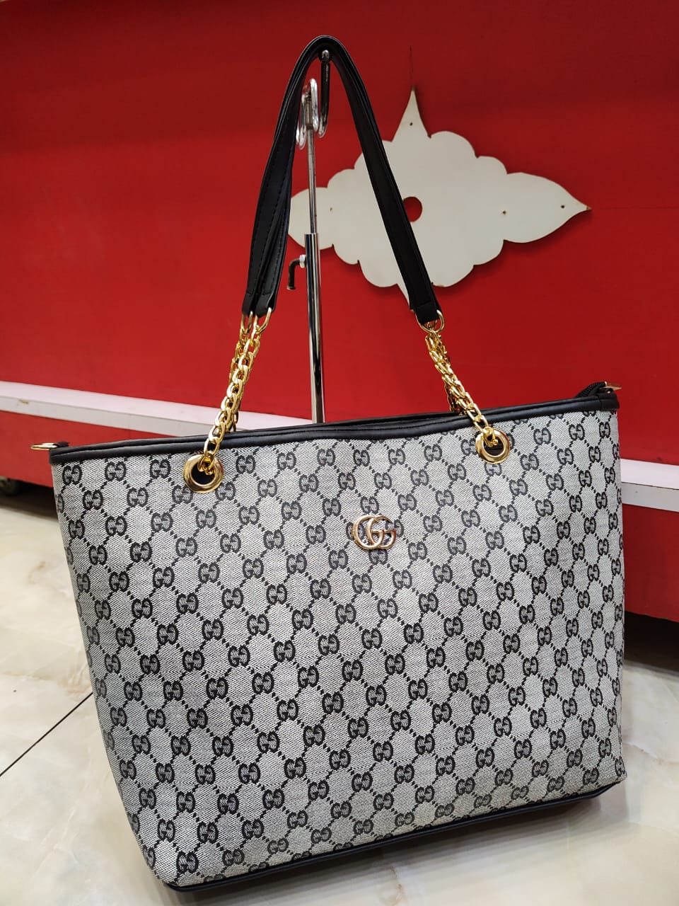 Large Branded Chain Handle Totebag