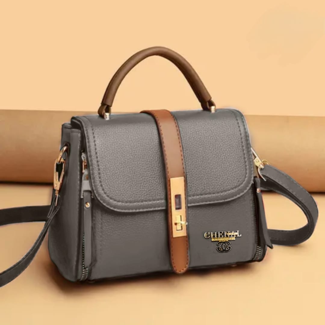 Contrast Dual zipper Crossbody Bag