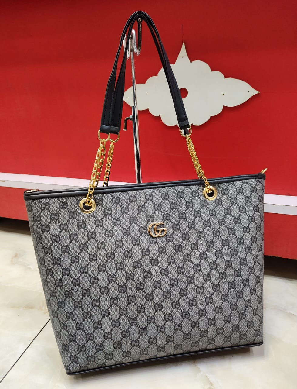 Large Branded Chain Handle Totebag