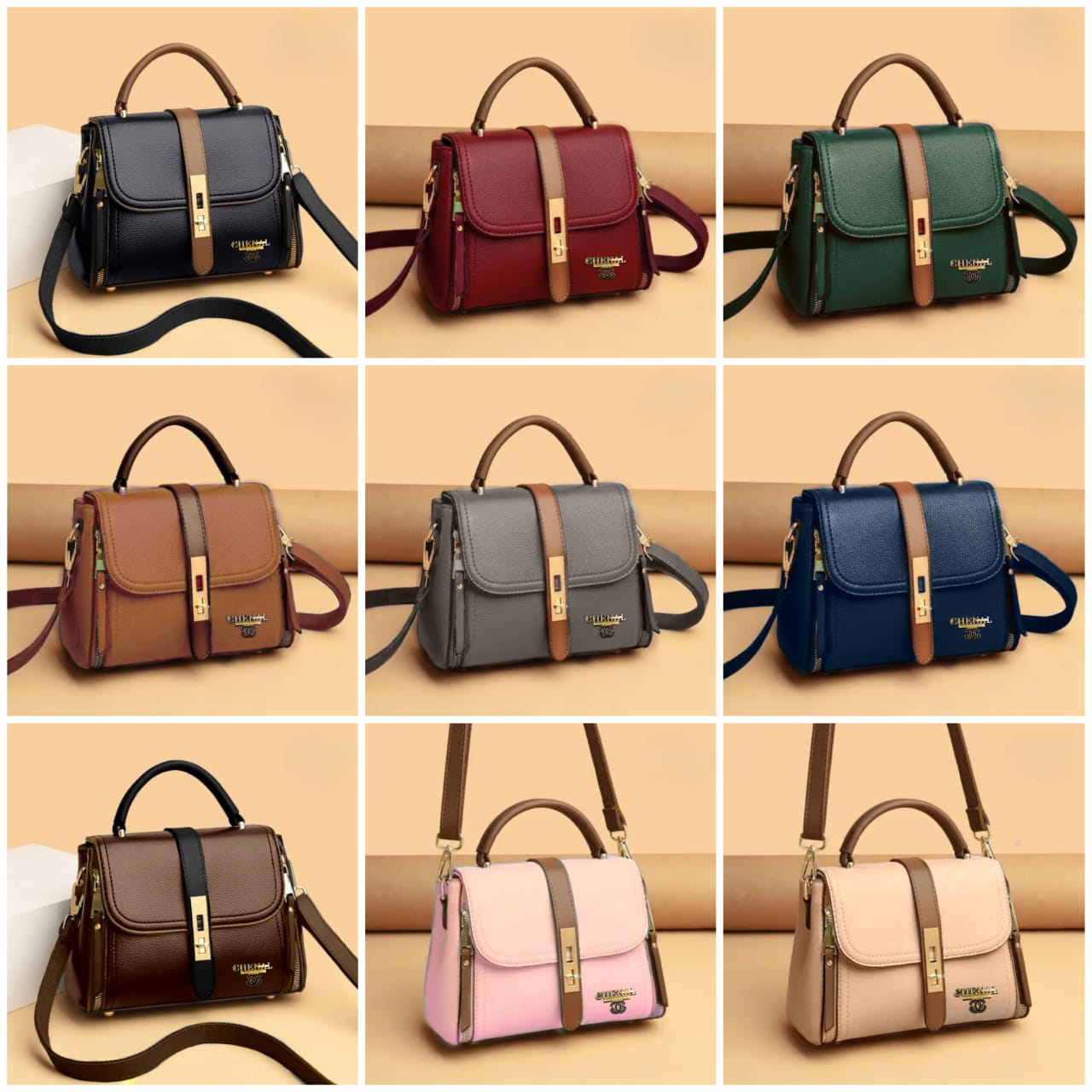Contrast Dual zipper Crossbody Bag
