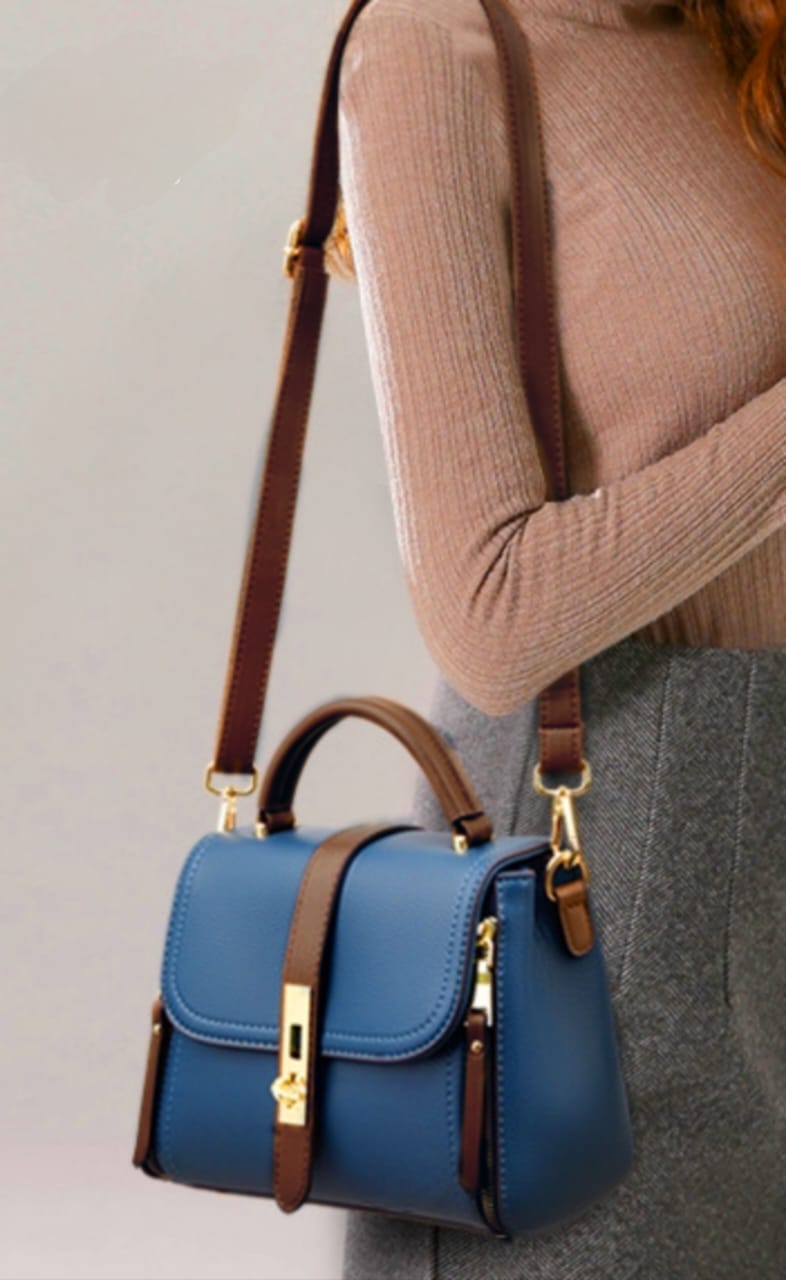 Contrast Dual zipper Crossbody Bag