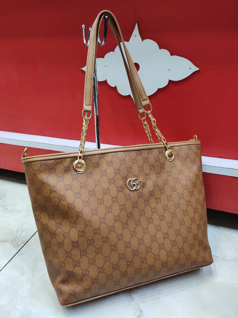 Large Branded Chain Handle Totebag