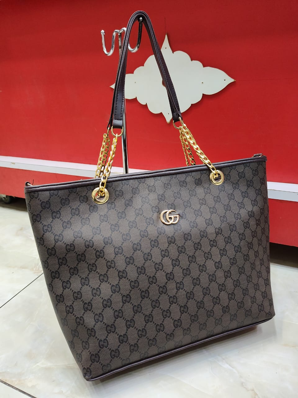 Large Branded Chain Handle Totebag
