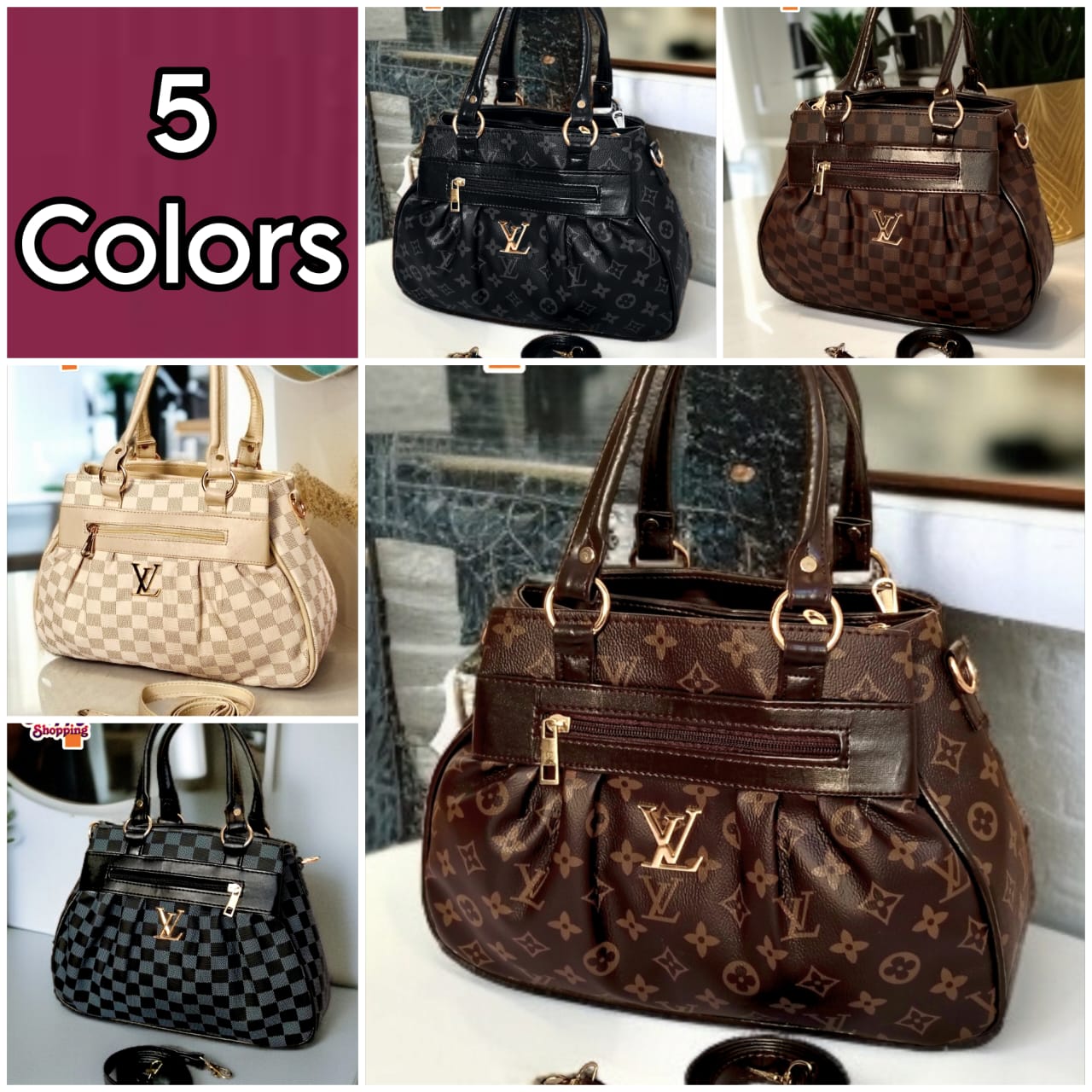 Branded 5 zipper handbag