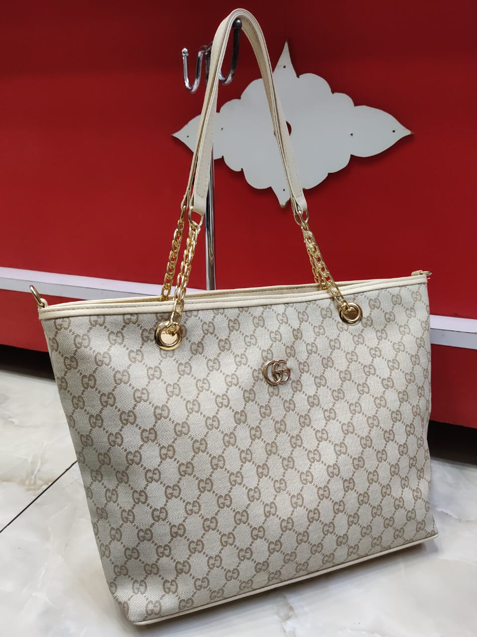 Large Branded Chain Handle Totebag