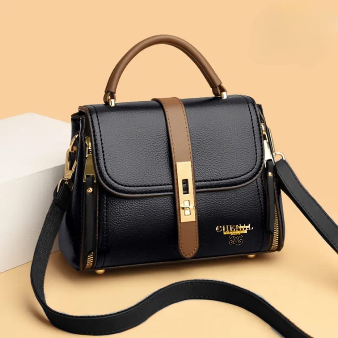 Contrast Dual zipper Crossbody Bag