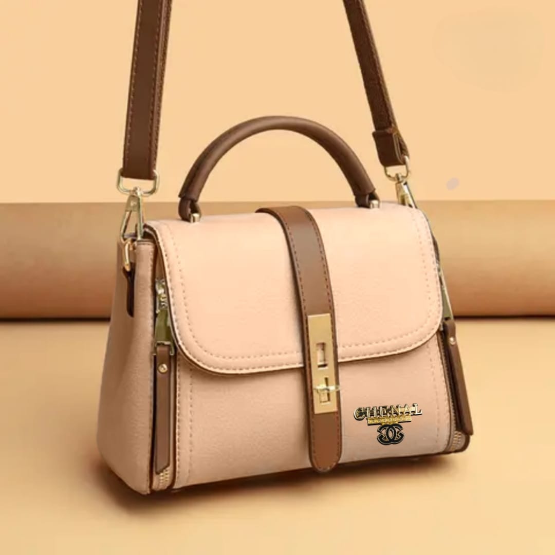 Contrast Dual zipper Crossbody Bag