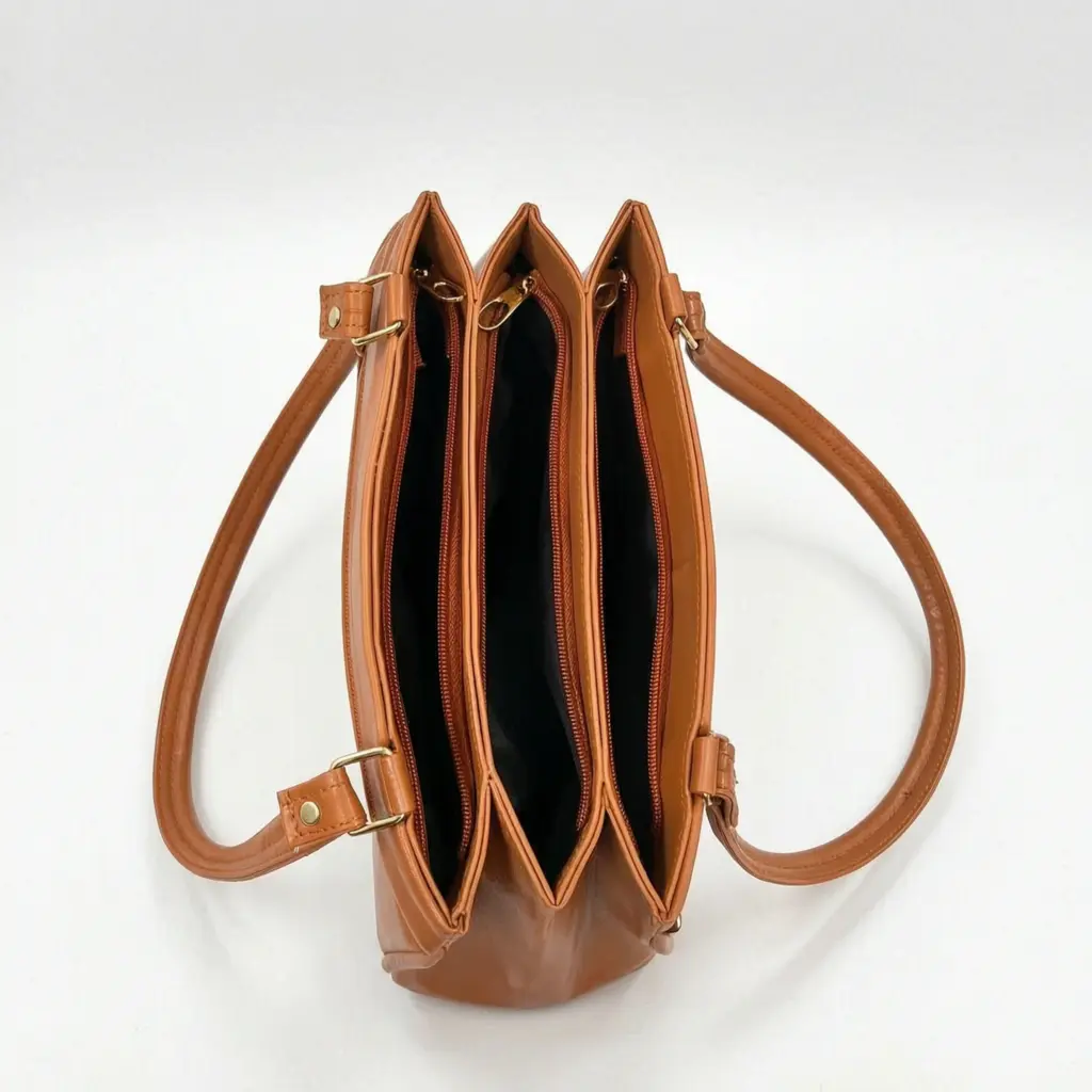 Premium 7 Zipper Hand Bag - Mustard