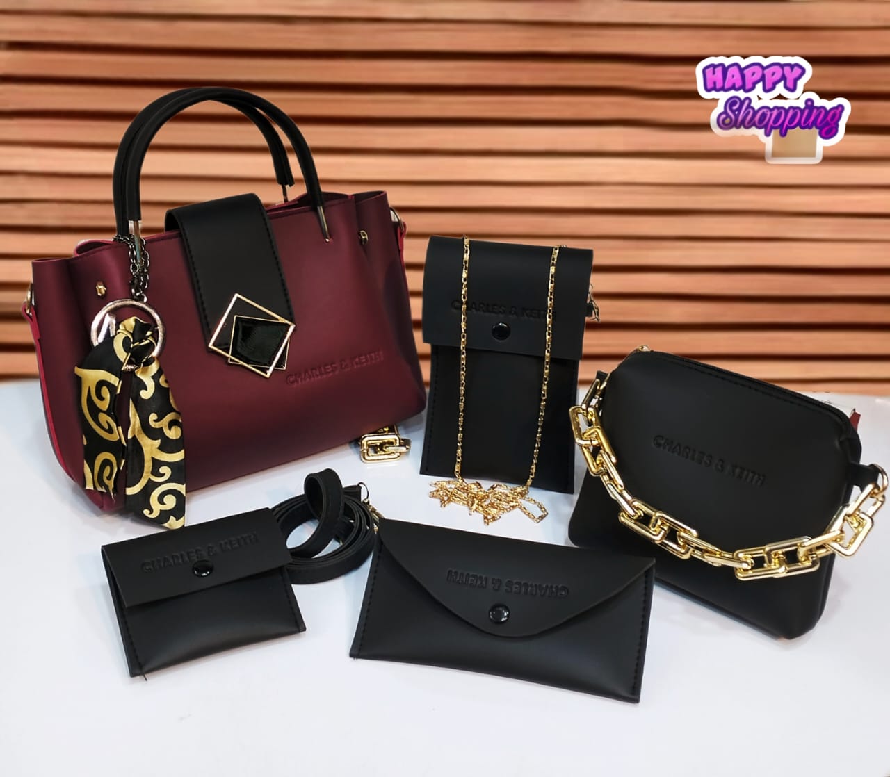 Contrast 5 pcs handbag Set