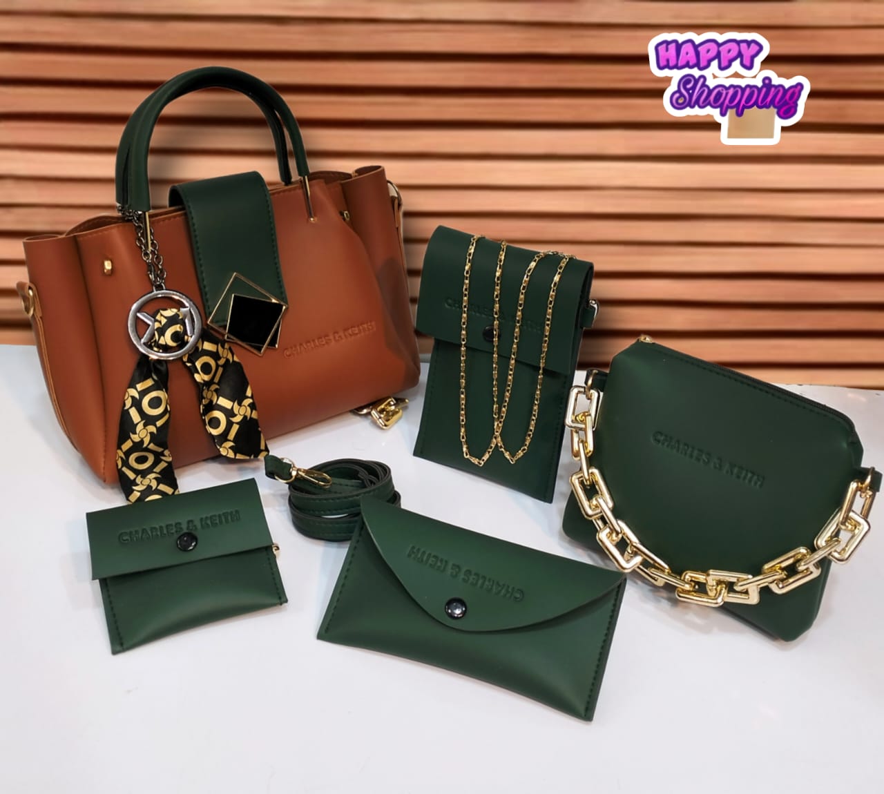 Contrast 5 pcs handbag Set