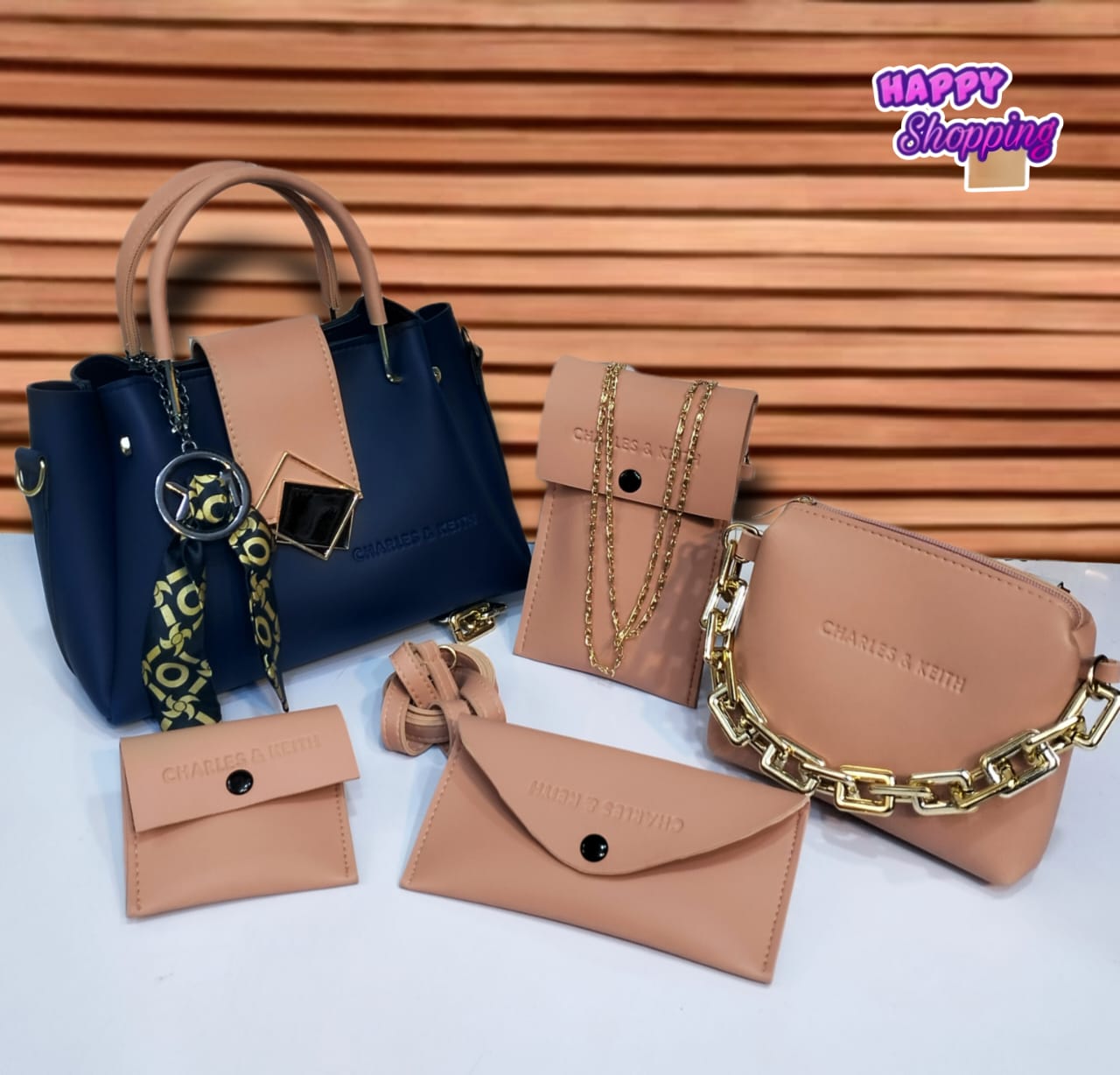 Contrast 5 pcs handbag Set