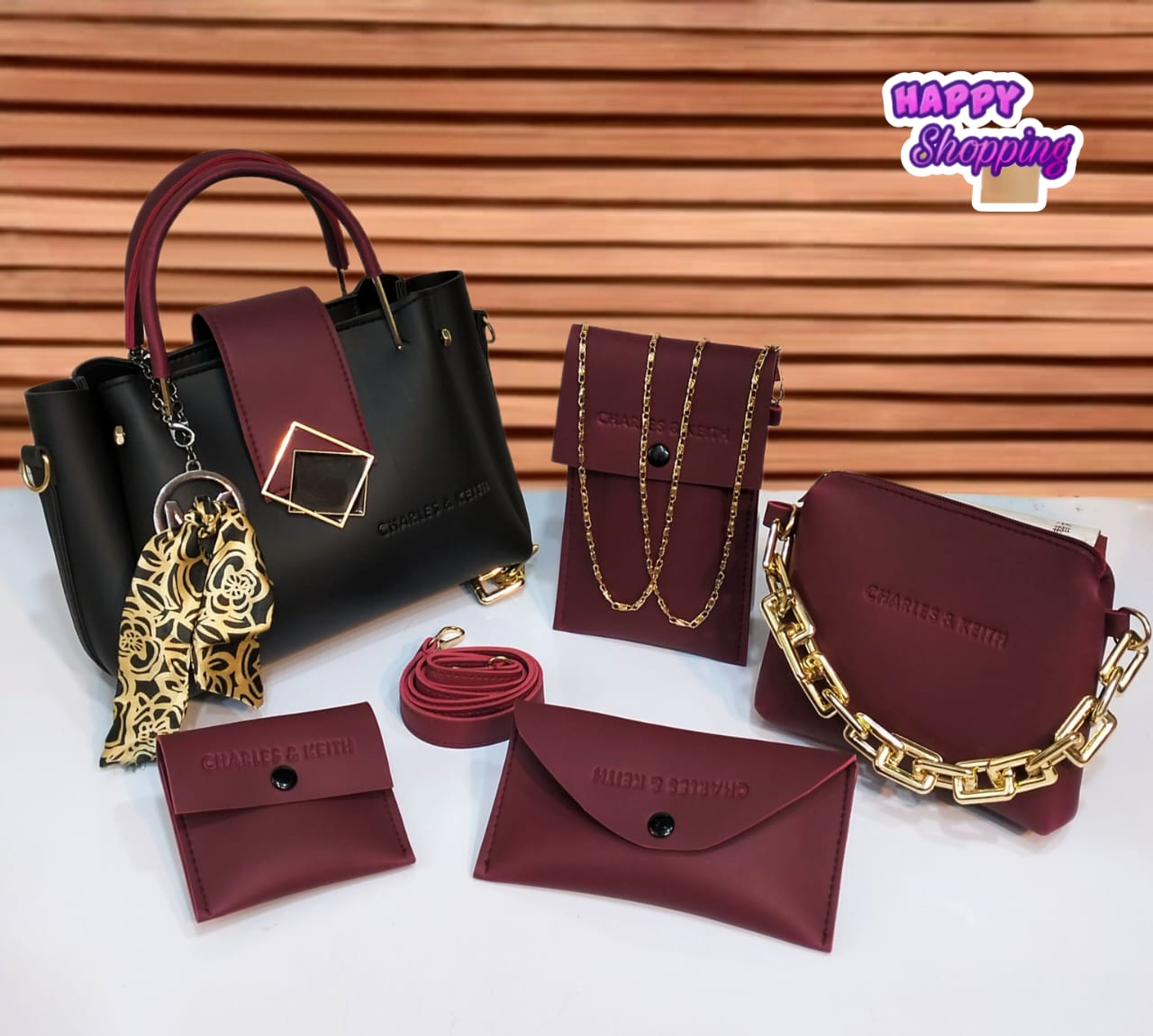 Contrast 5 pcs handbag Set