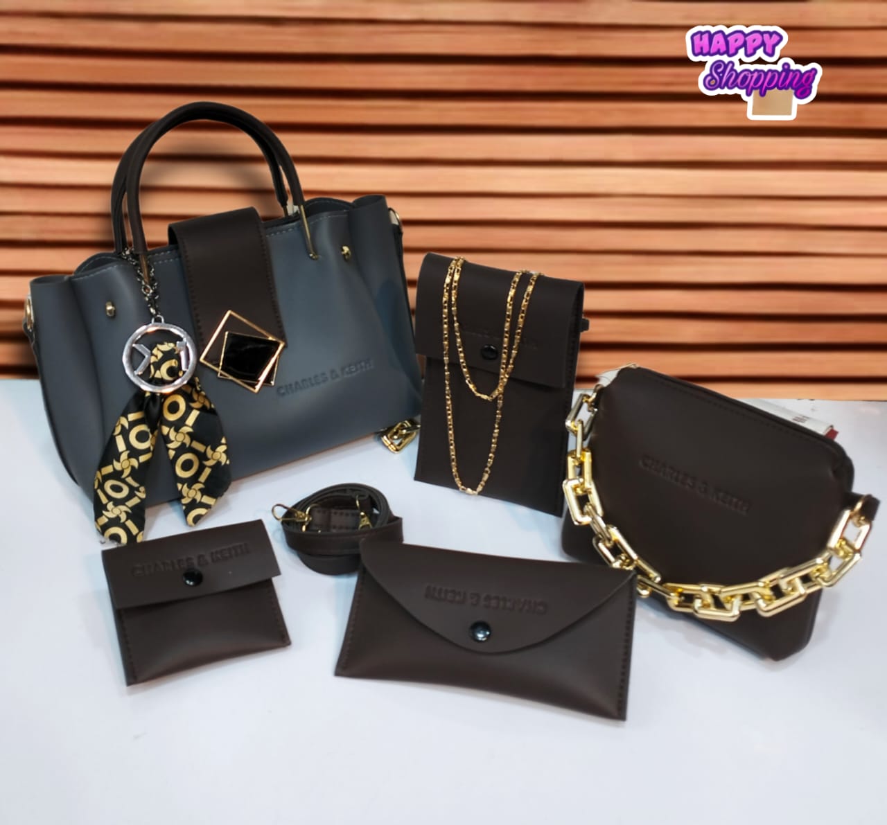 Contrast 5 pcs handbag Set