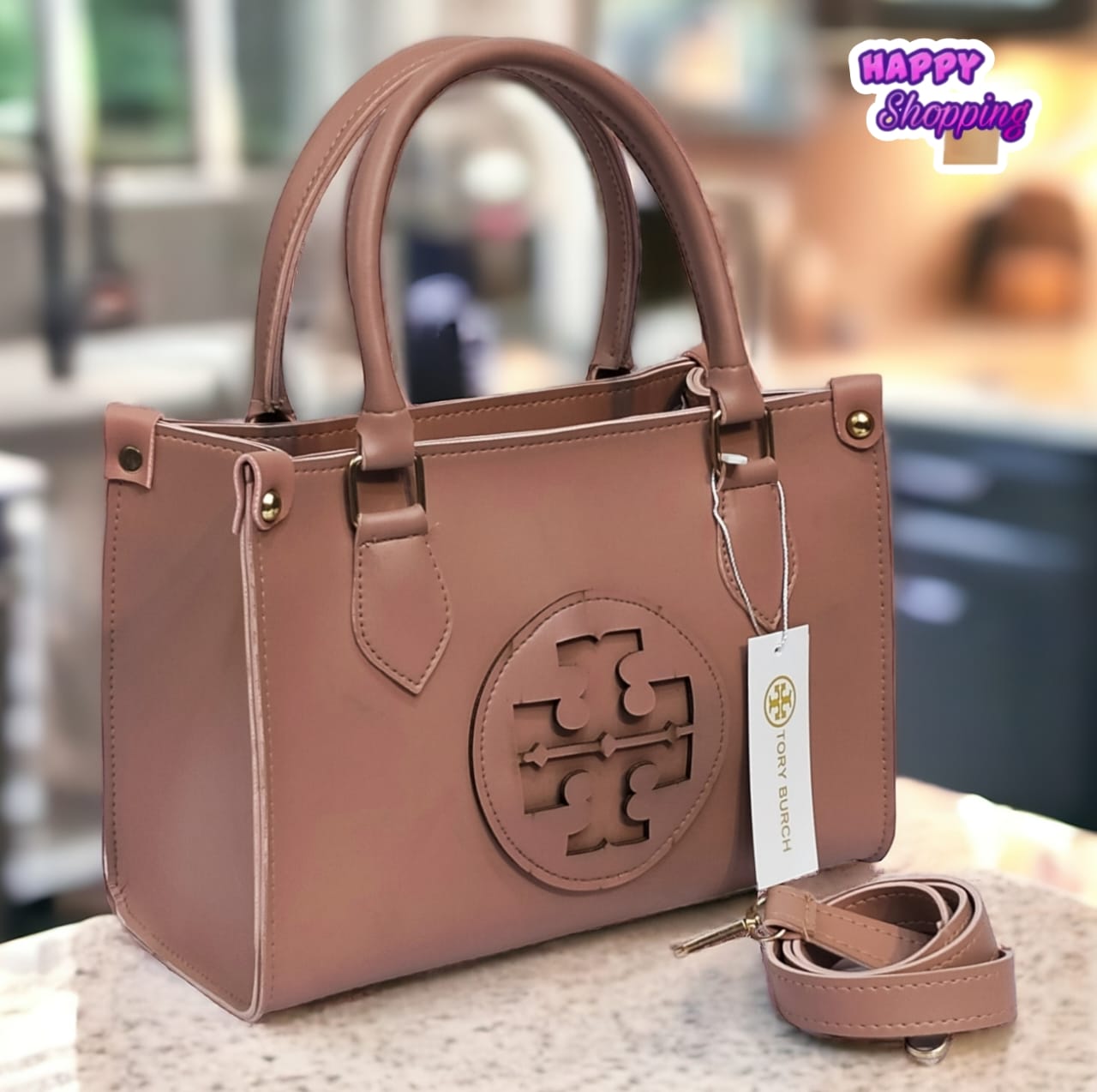 Front Logo Leather Handbag