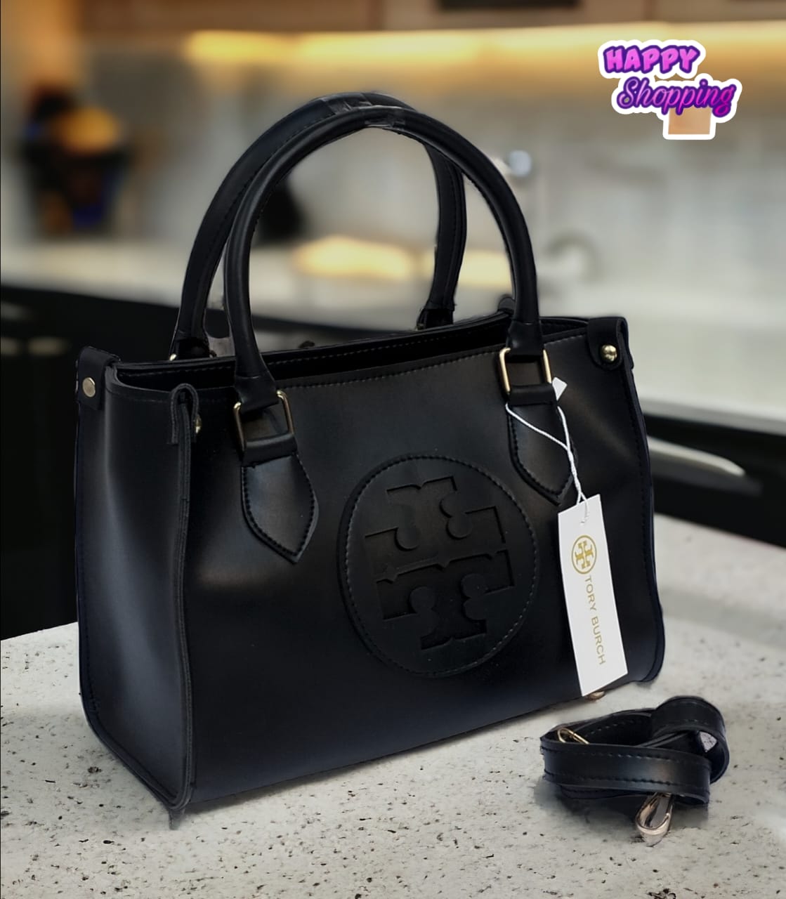 Front Logo Leather Handbag