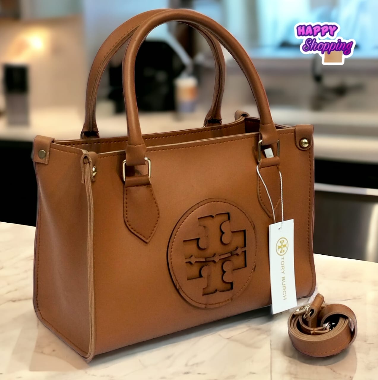 Front Logo Leather Handbag