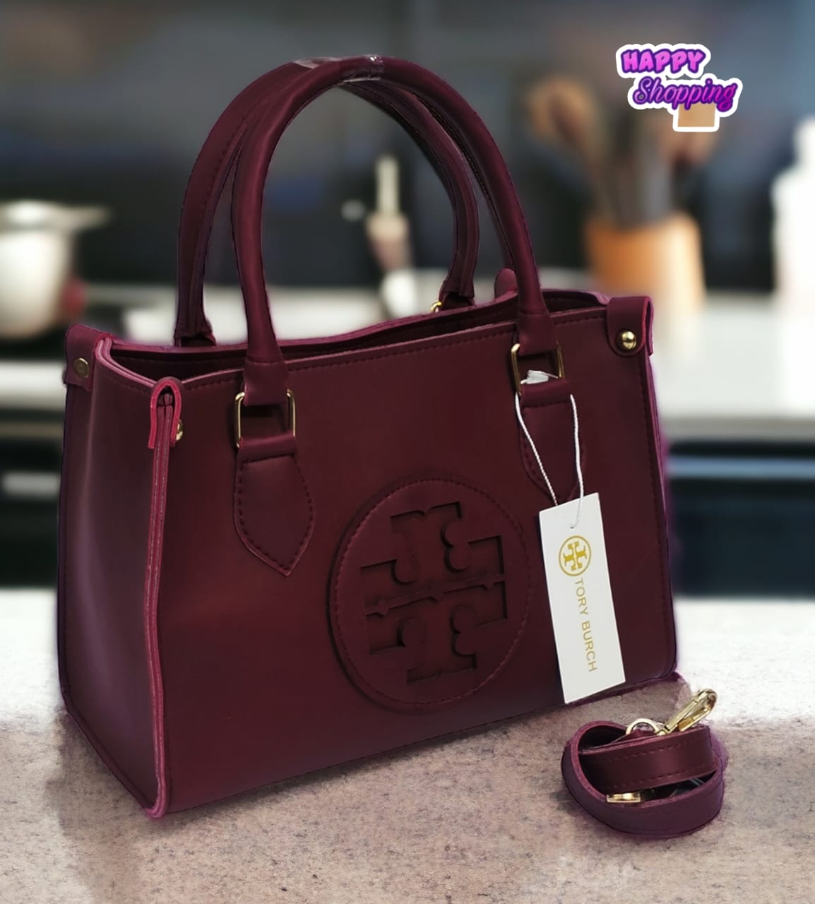 Front Logo Leather Handbag