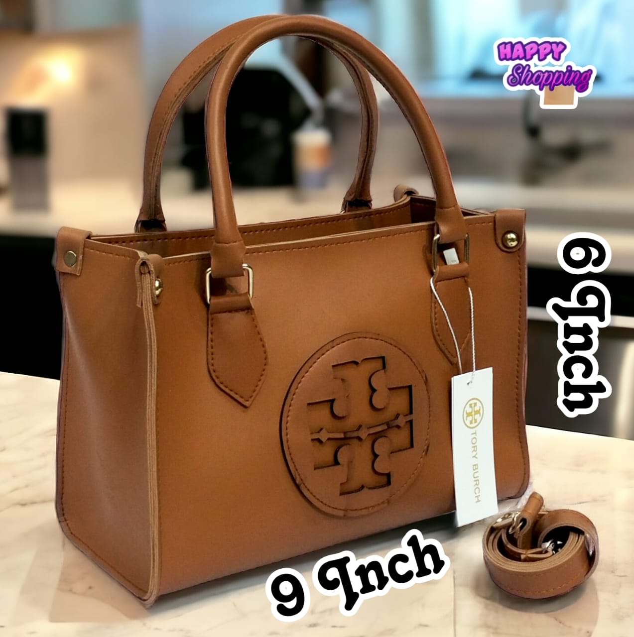 Front Logo Leather Handbag