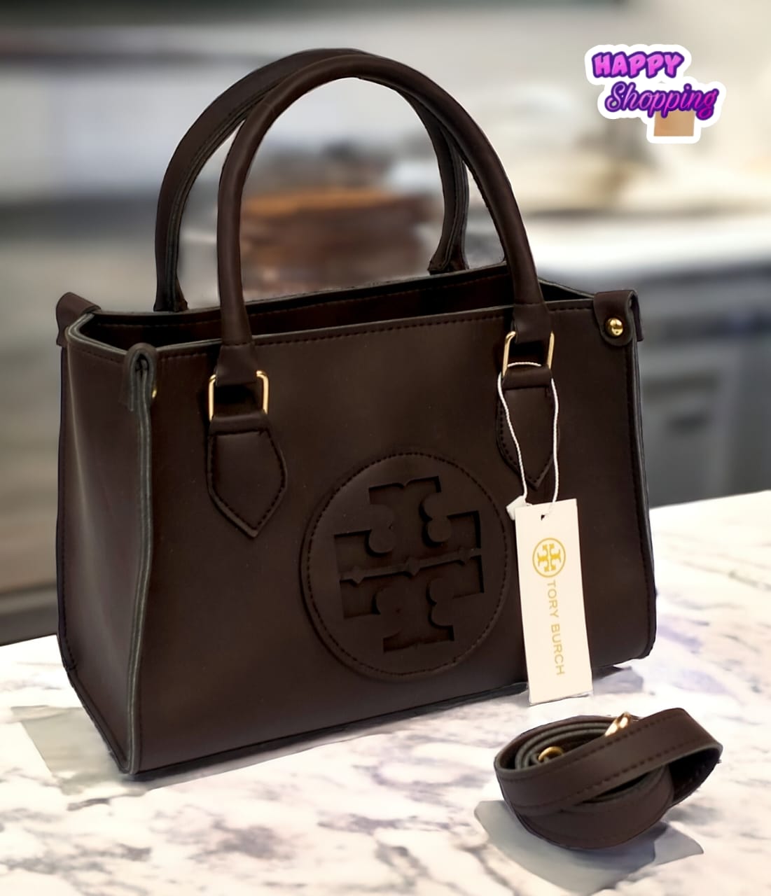 Front Logo Leather Handbag