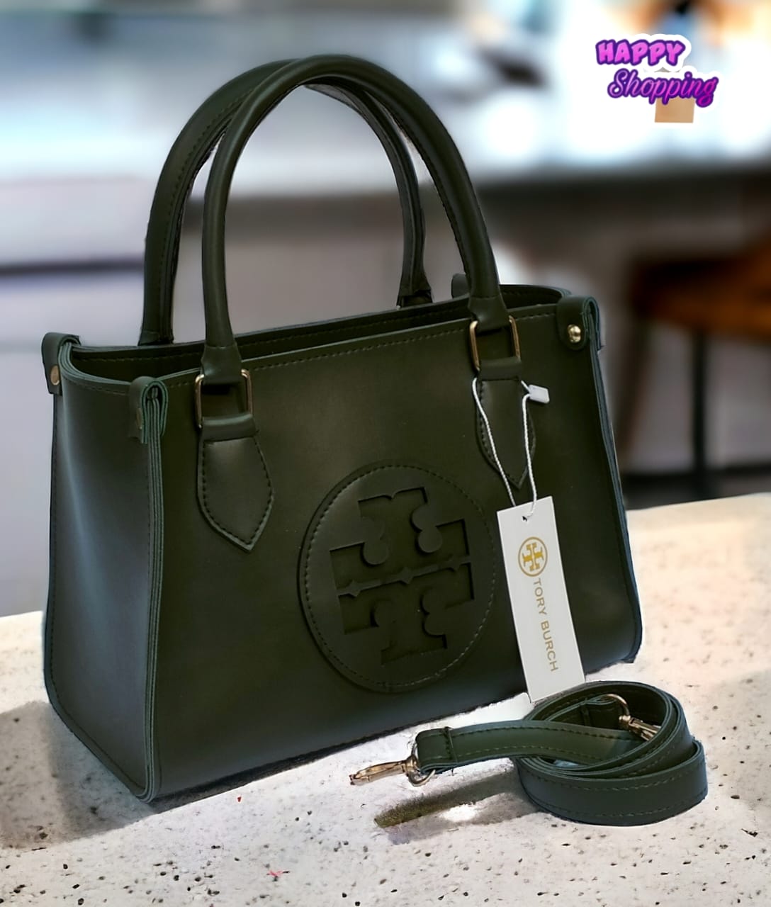 Front Logo Leather Handbag