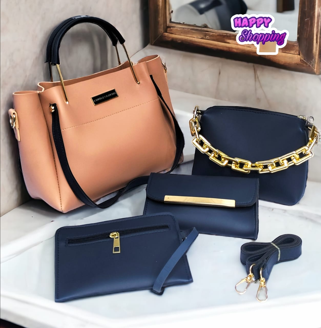 Contrast 4 pcs handbag set