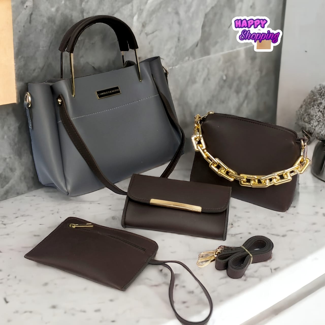 Contrast 4 pcs handbag set