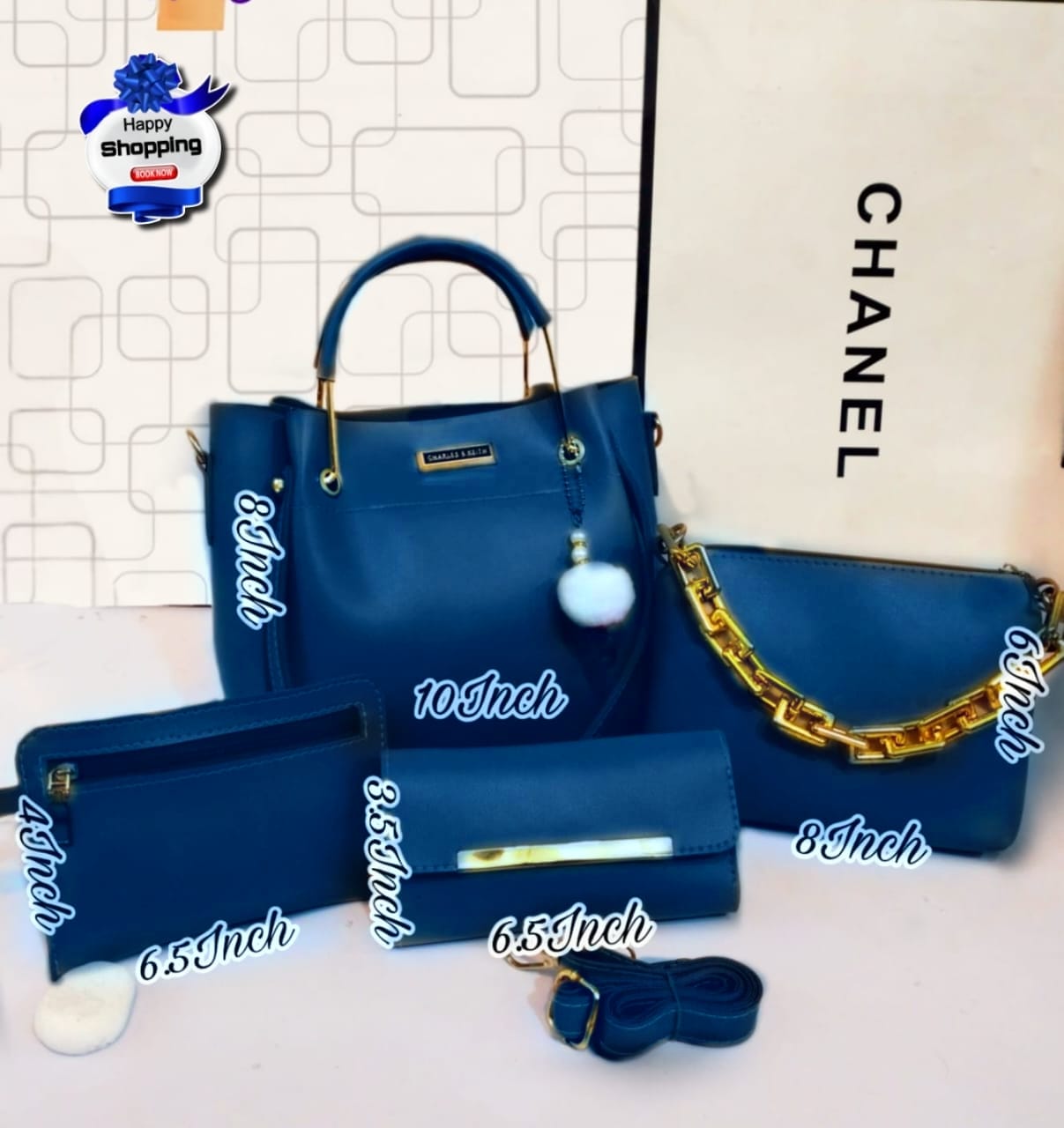 Contrast 4 pcs handbag set