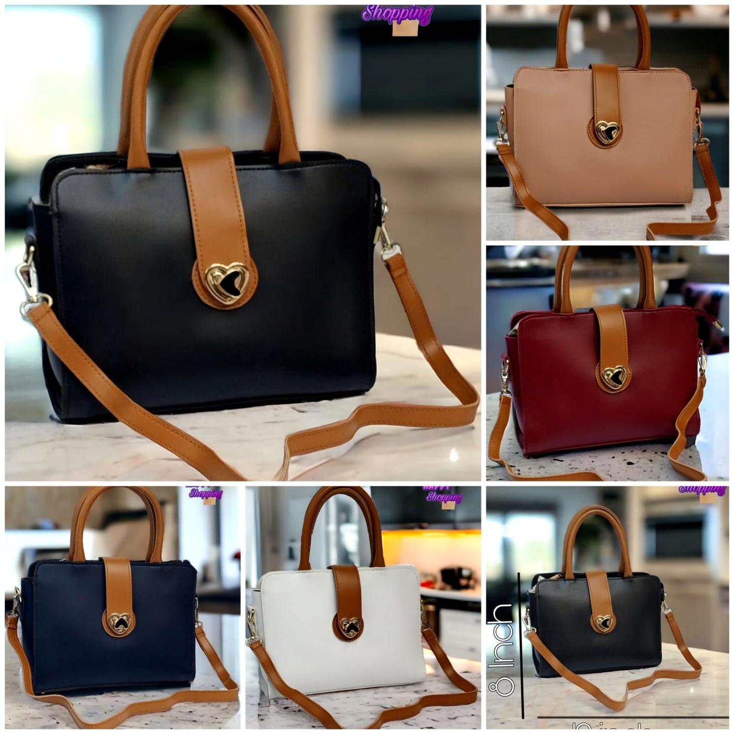 Contrast Center Lock Handbag