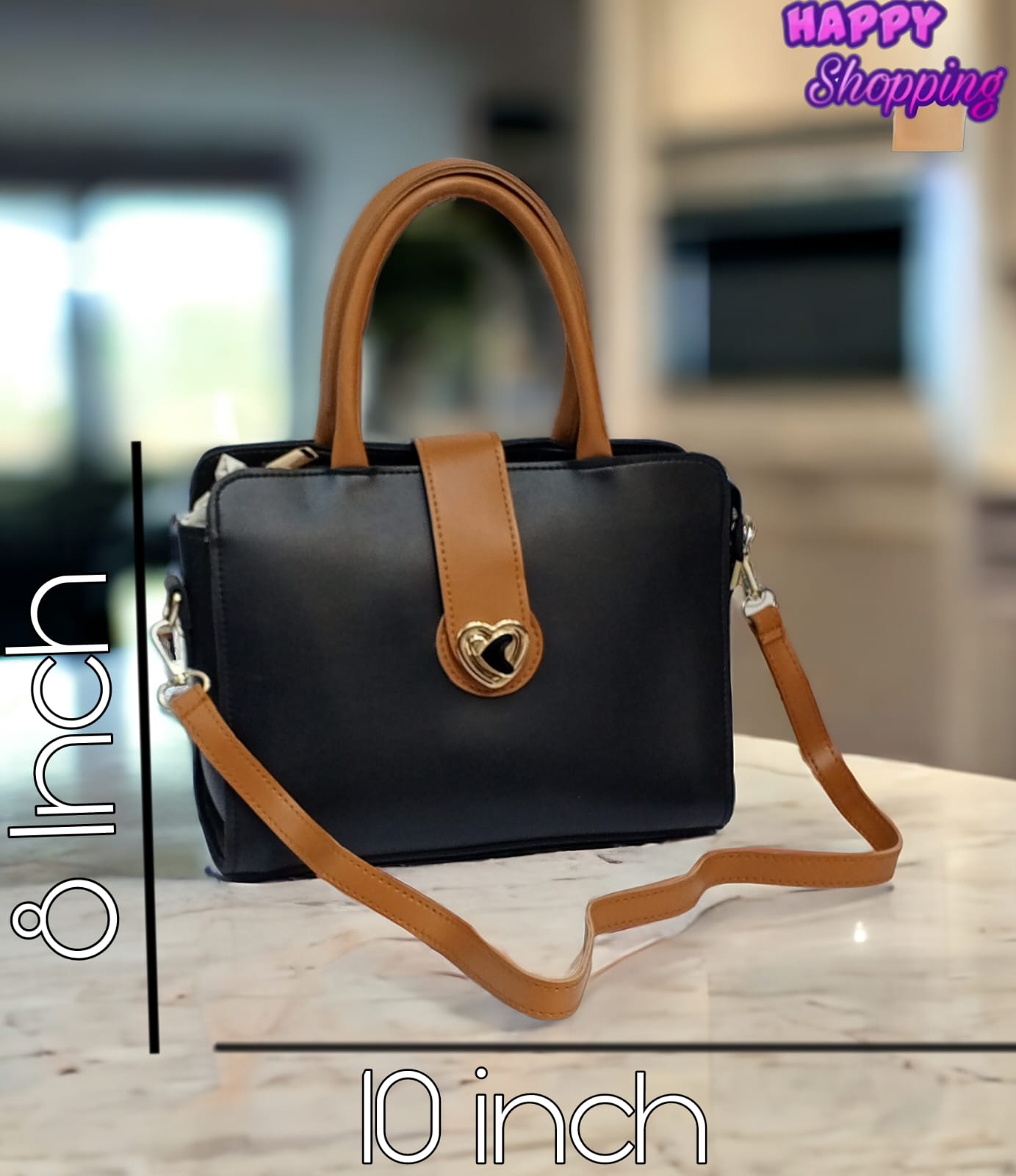 Contrast Center Lock Handbag