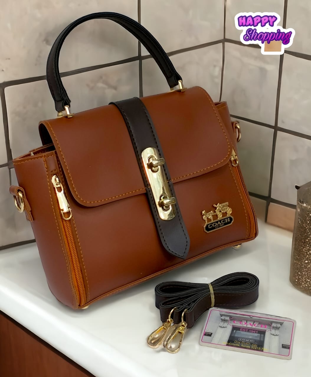 Vertical front lock Handbag