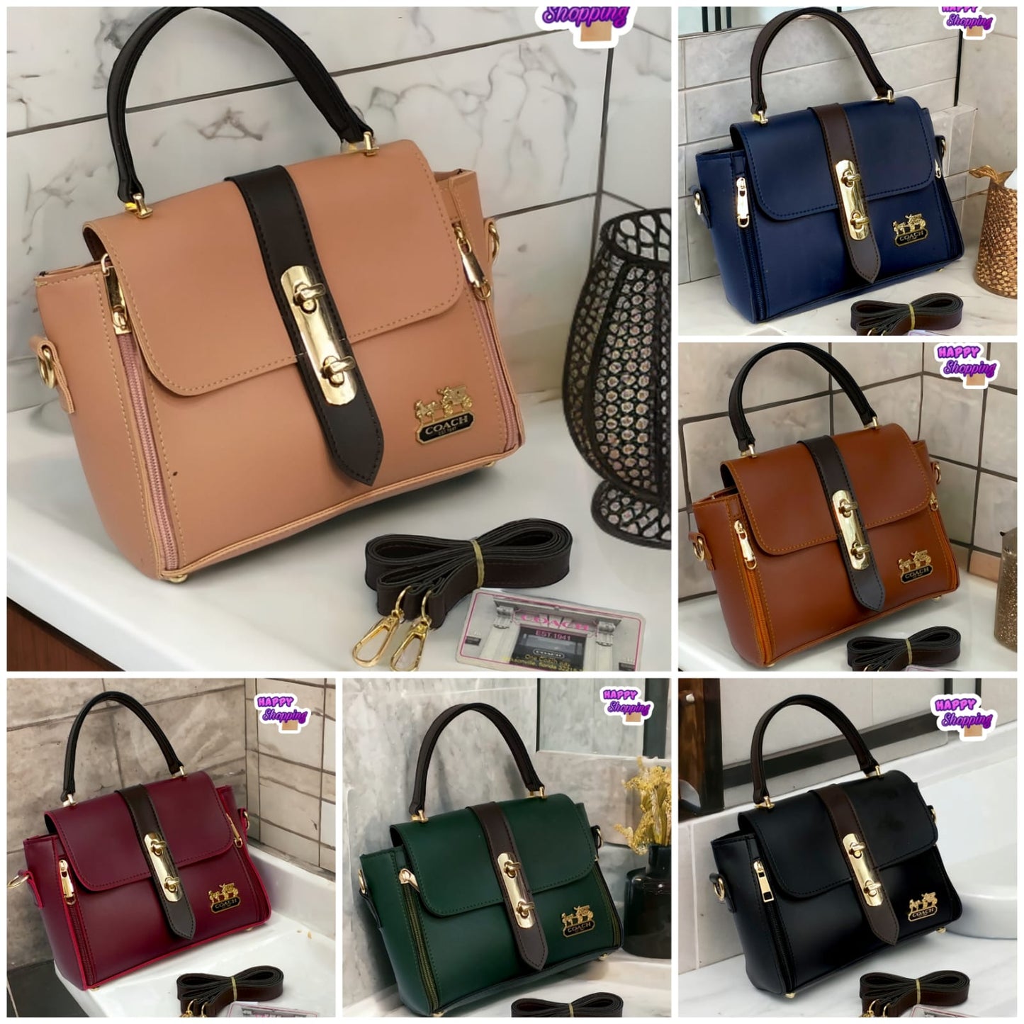 Vertical front lock Handbag