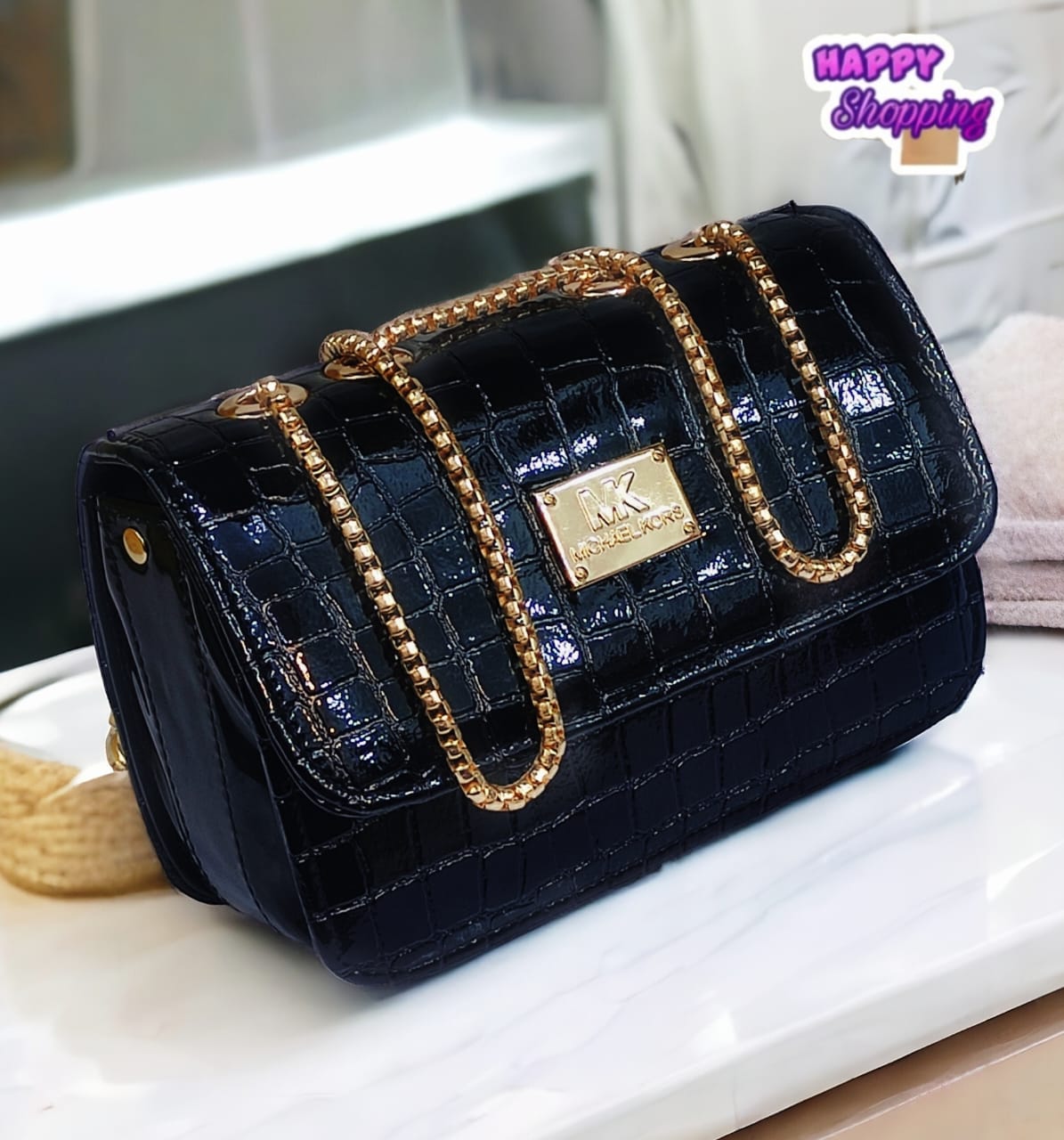 Glossy Top Chain Crossbody bag