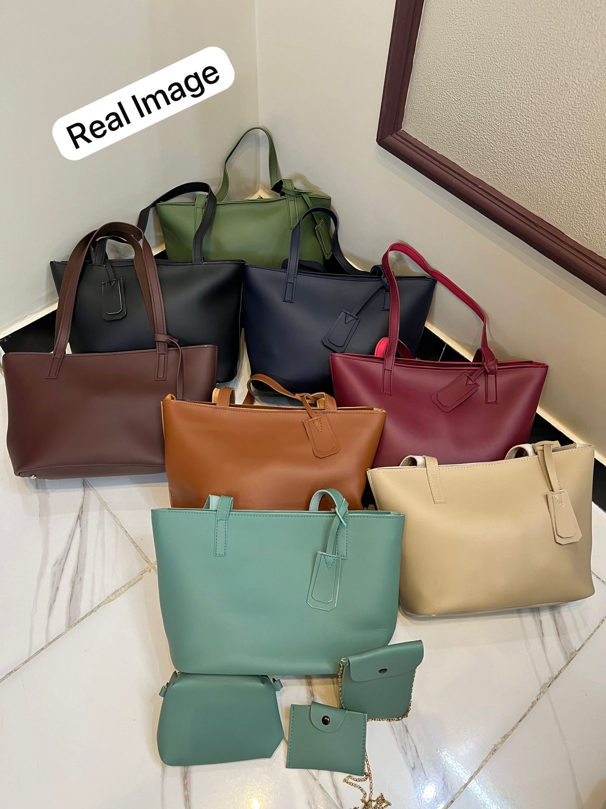 Synthetic Liza Leather Handbag| 4 pcs