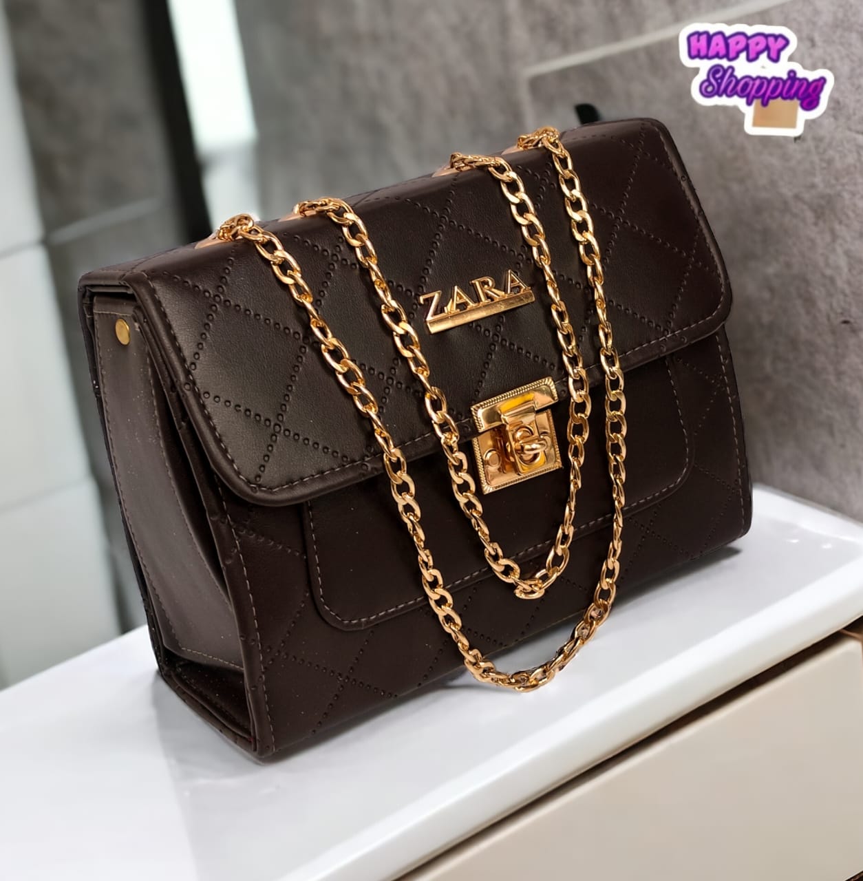 Stitched Top Chain Crossbody