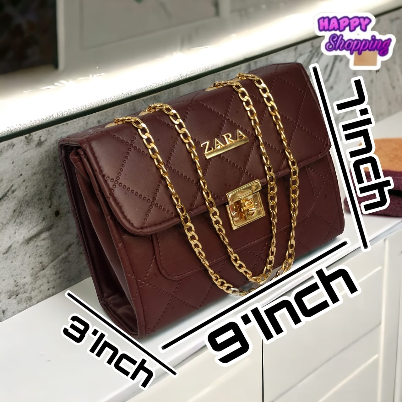 Stitched Top Chain Crossbody