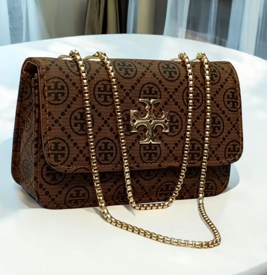 Branded Top Chain Crossbody Bag