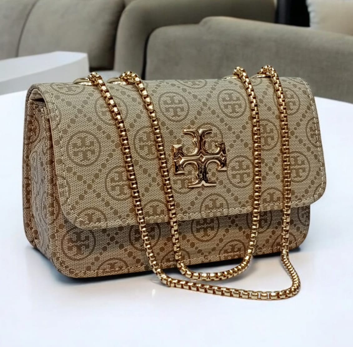 Branded Top Chain Crossbody Bag