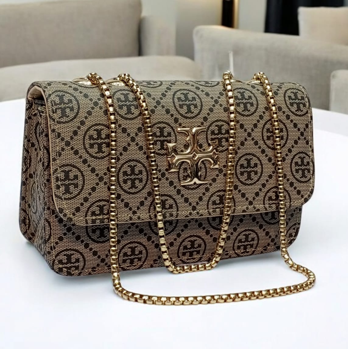 Branded Top Chain Crossbody Bag