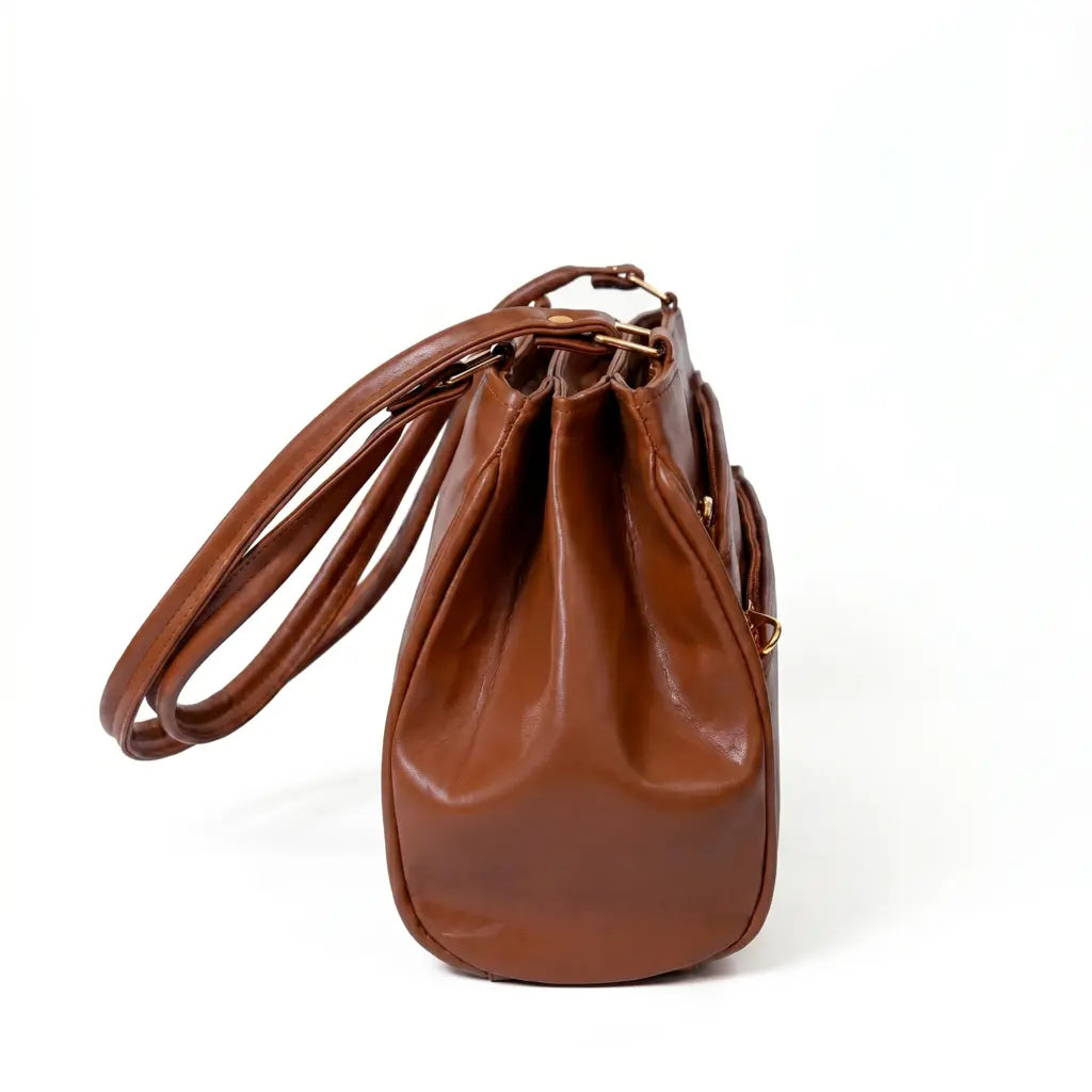 Premium 7 Zipper Hand Bag - Brown