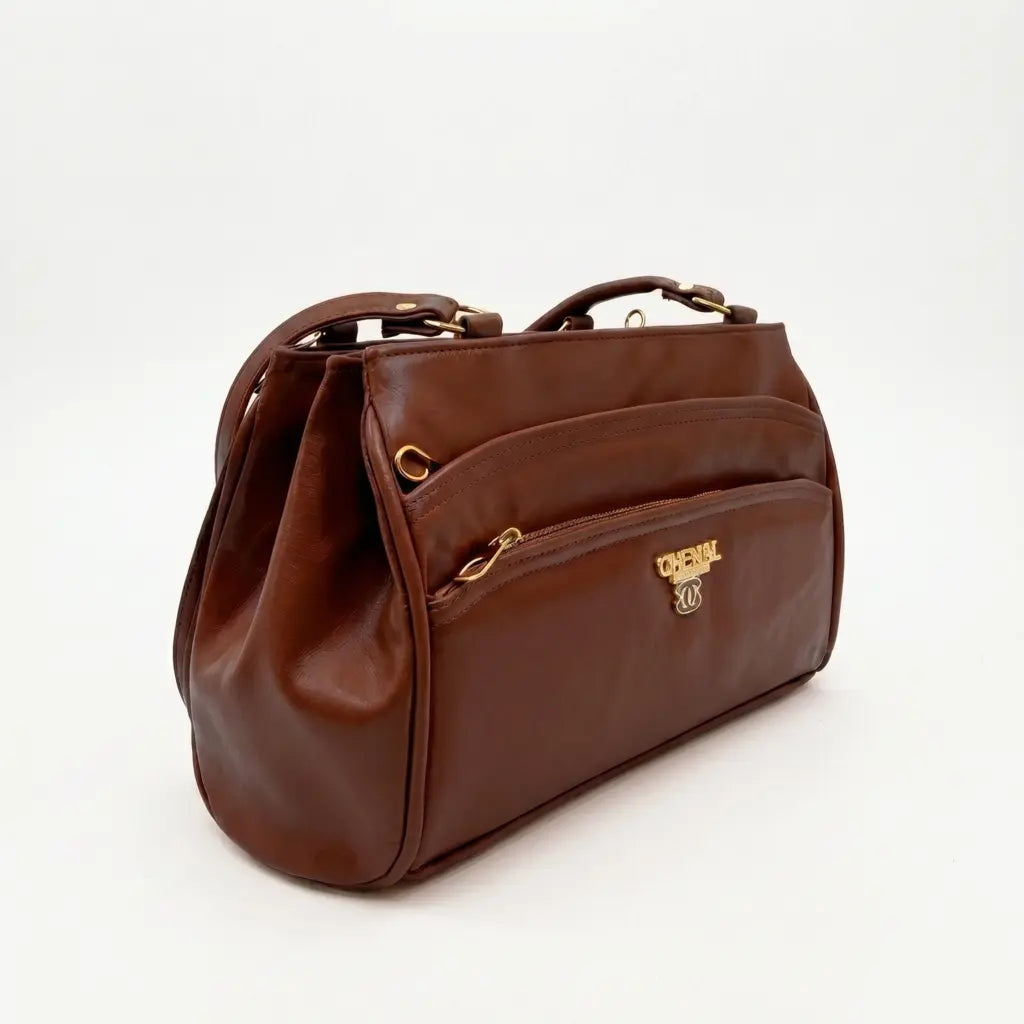 Premium 7 Zipper Hand Bag - Brown