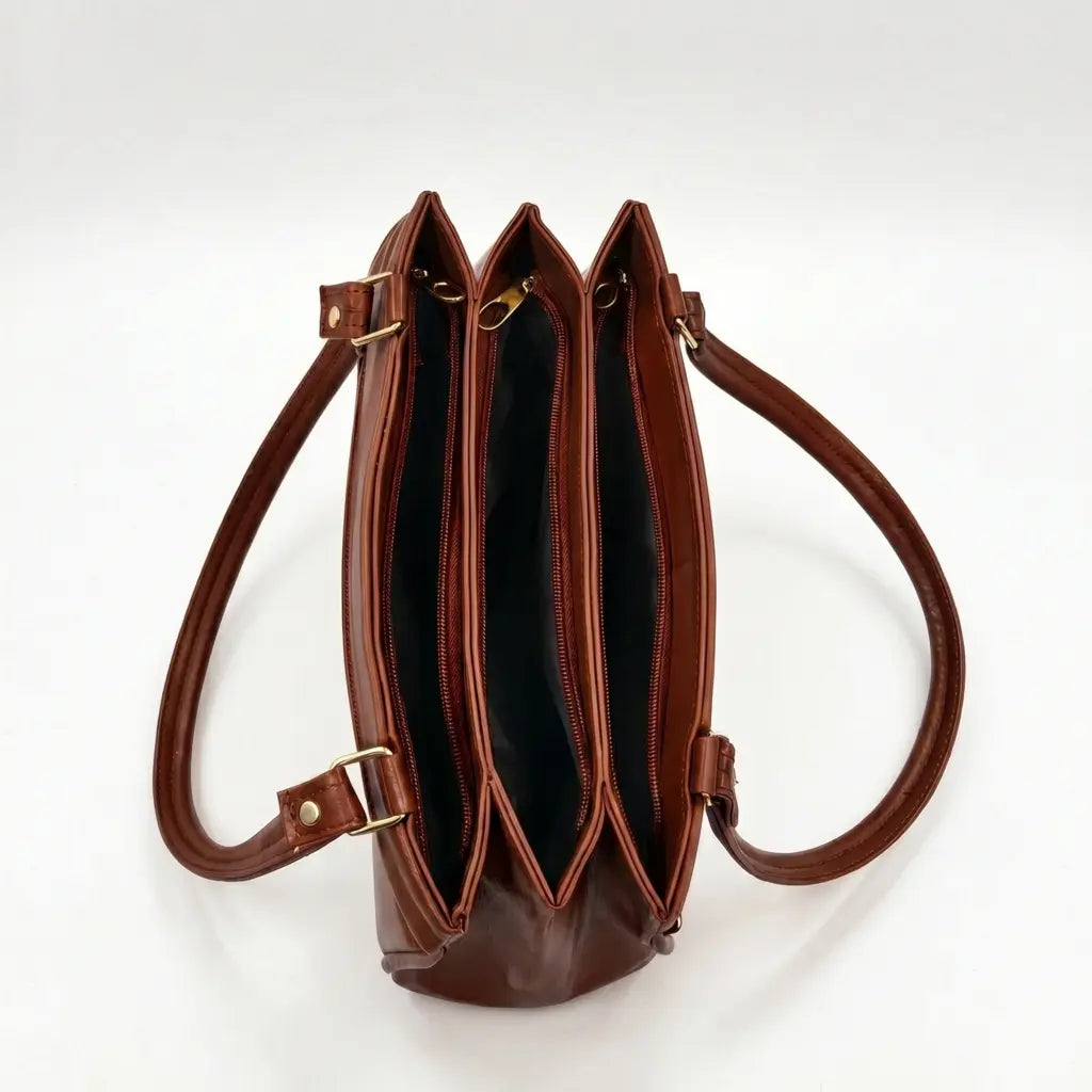 Premium 7 Zipper Hand Bag - Brown
