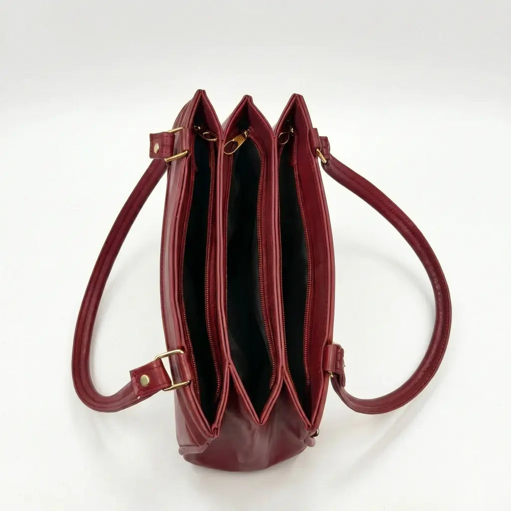 Premium 7 Zipper Hand Bag - Maroon