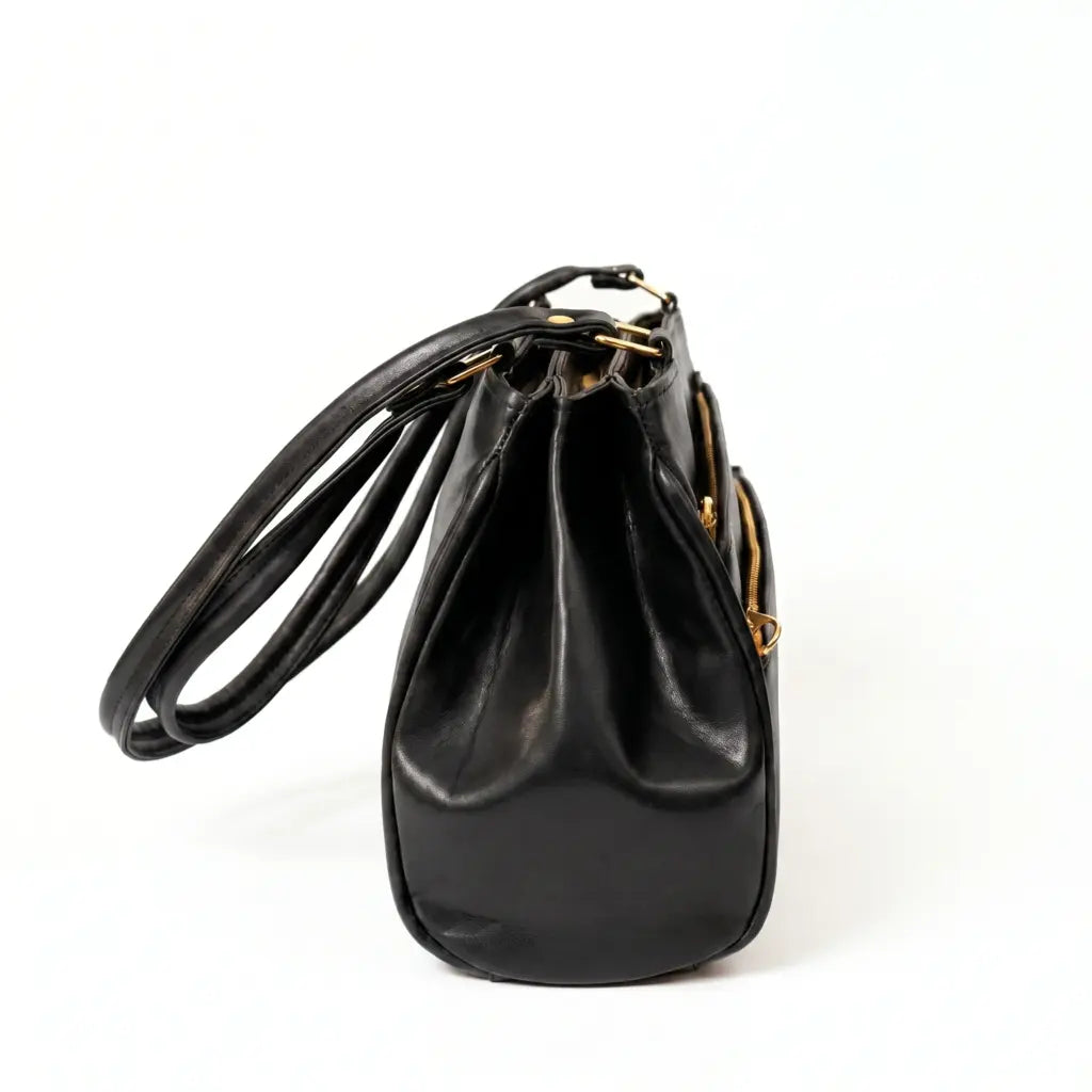 Premium 7 Zipper Hand Bag - Black