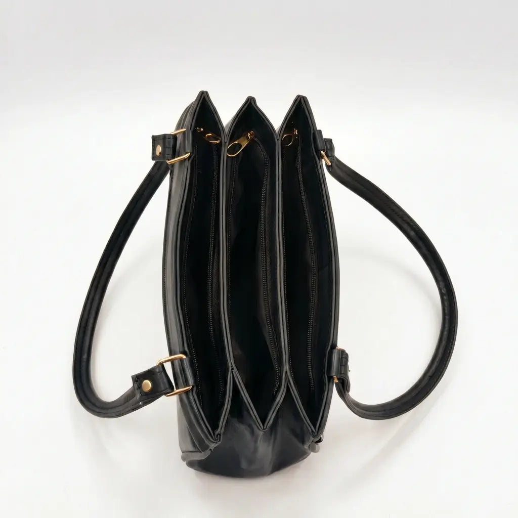 Premium 7 Zipper Hand Bag - Black