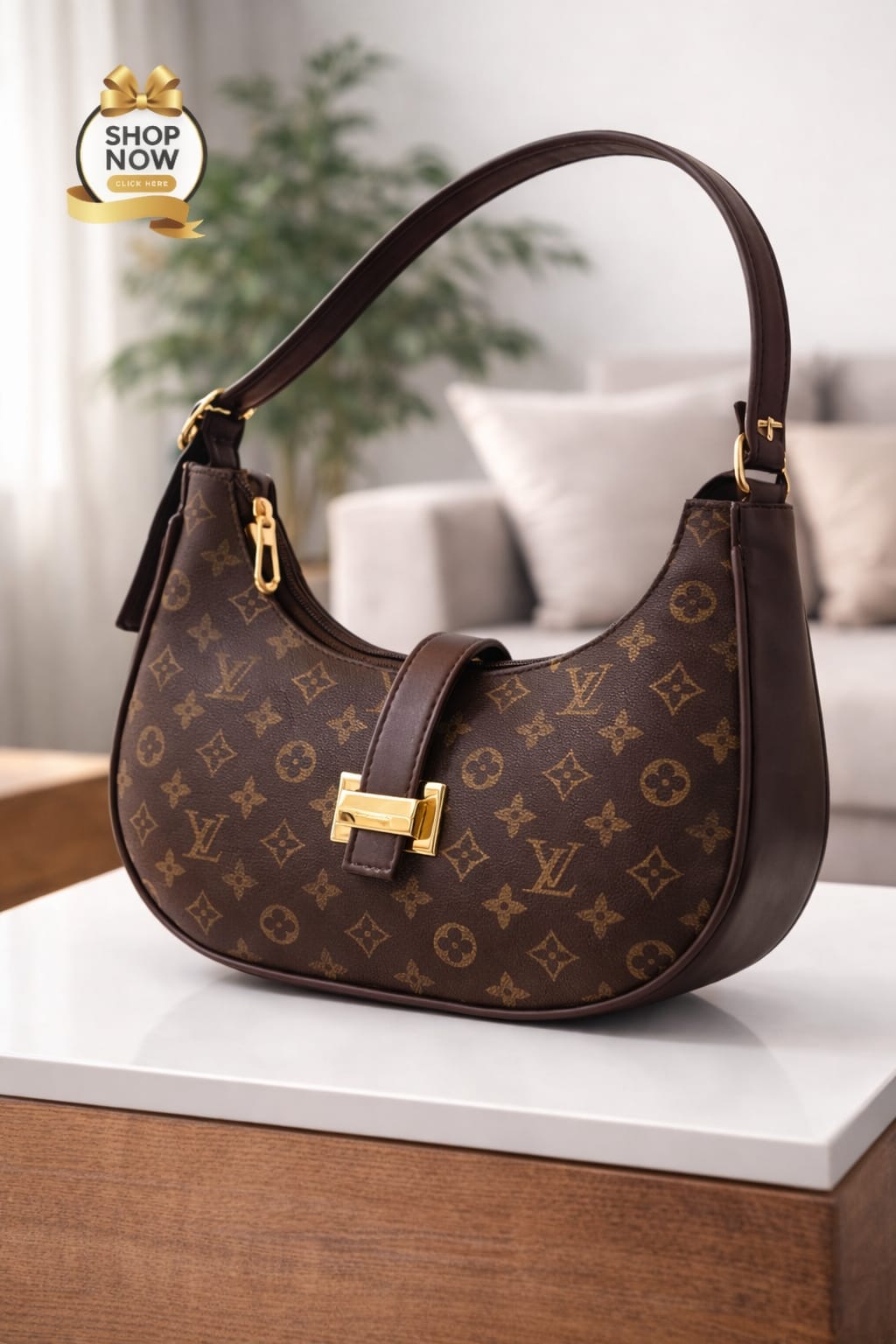 Branded Moon Shape Handbag