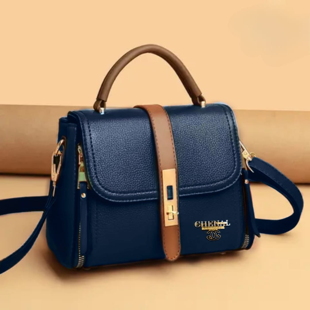 Contrast Dual zipper Crossbody Bag