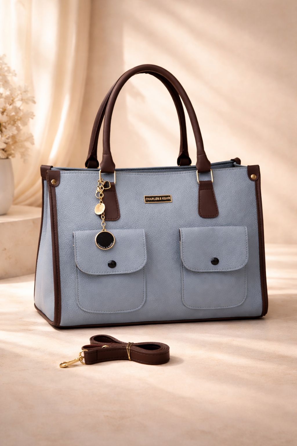 Dual Pocket Branded Handbag