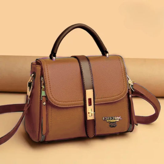 Contrast Dual zipper Crossbody Bag